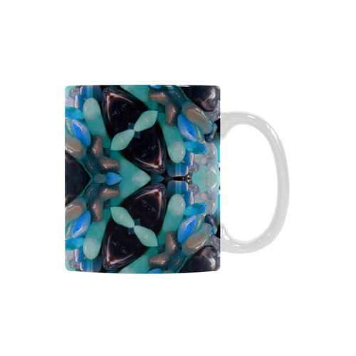 Turquoise Jewel Fractual White Mug(11OZ)