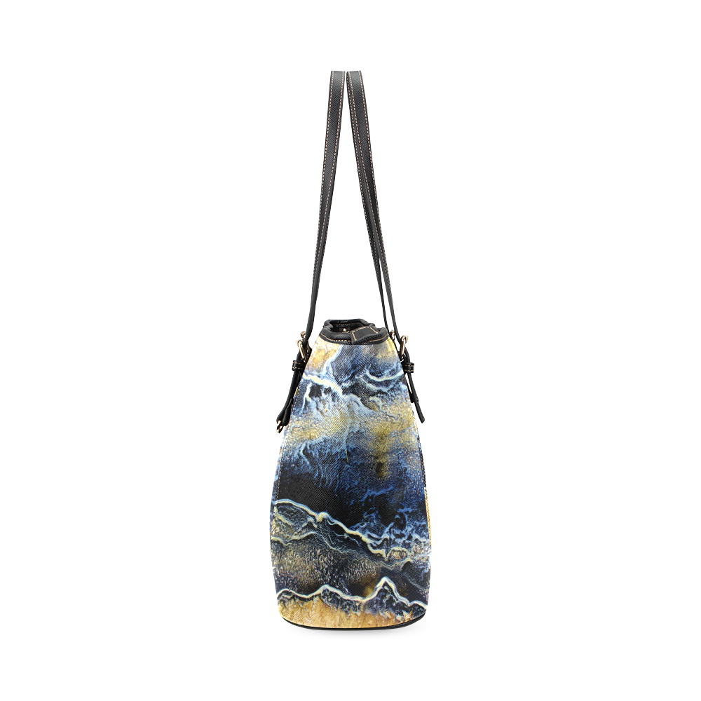 Space Universe Marbling Leather Tote Bag/Small (Model 1640)