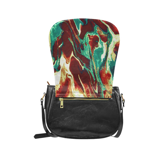 Gold Green Brown Marbling Classic Saddle Bag/Small (Model 1648)