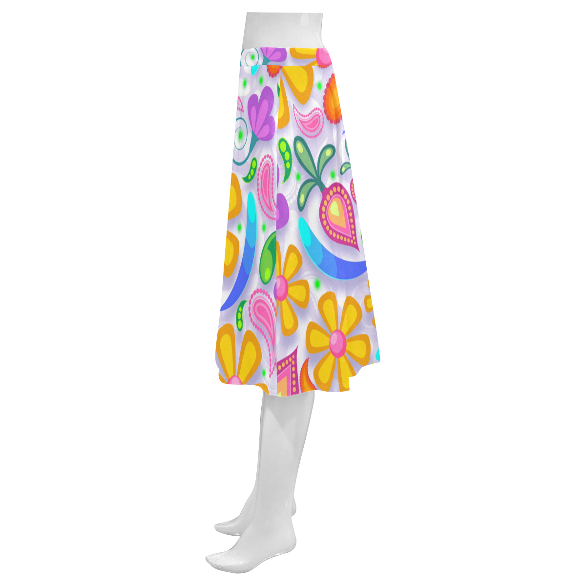 Funny Colorful Flowers Mnemosyne Women's Crepe Skirt (Model D16)
