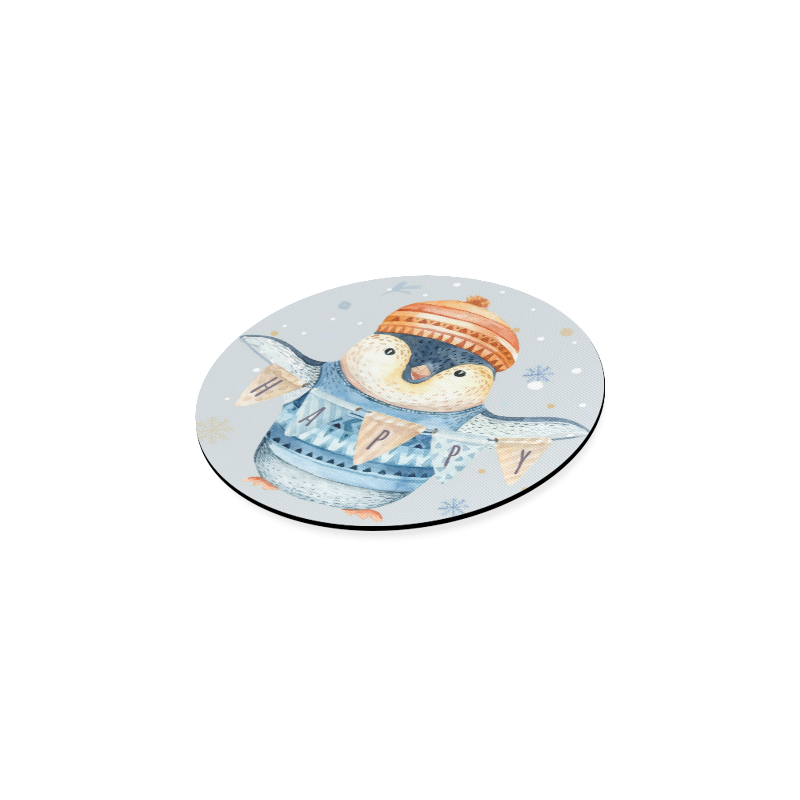 cute penguin, christmas Round Coaster