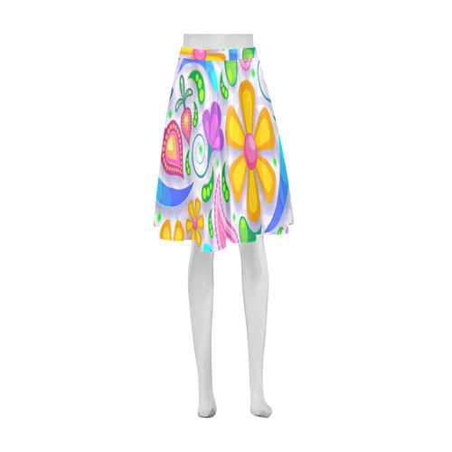 Funny Colorful Flowers Athena Women's Short Skirt (Model D15)