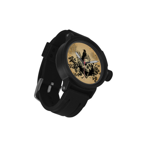 Awesome skull with crow Men's Sports Watch(Model 309)