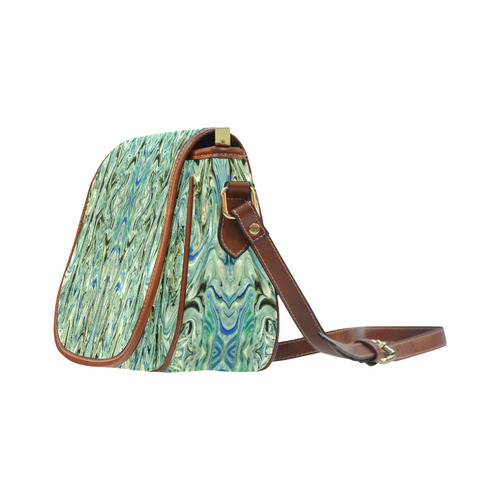 Beautiful Marbling Art Folklore Saddle Bag/Large (Model 1649)