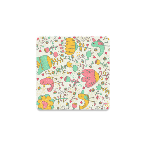 Music Notes Cute Birds Flowers Square Coaster