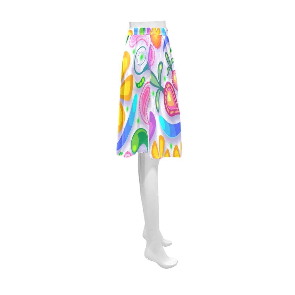 Funny Colorful Flowers Athena Women's Short Skirt (Model D15)