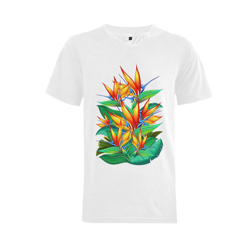 Bird of Paradise Flower Exotic Nature Men's V-Neck T-shirt  Big Size(USA Size) (Model T10)