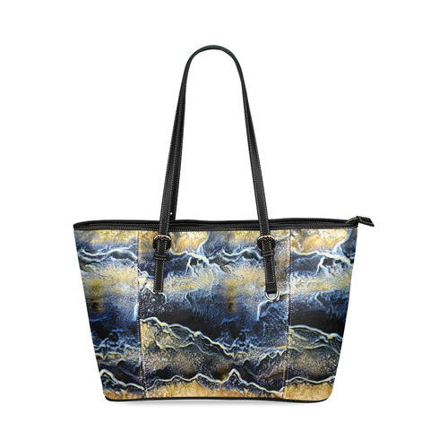 Space Universe Marbling Leather Tote Bag/Small (Model 1640)