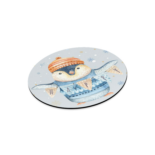 cute penguin, christmas Round Mousepad