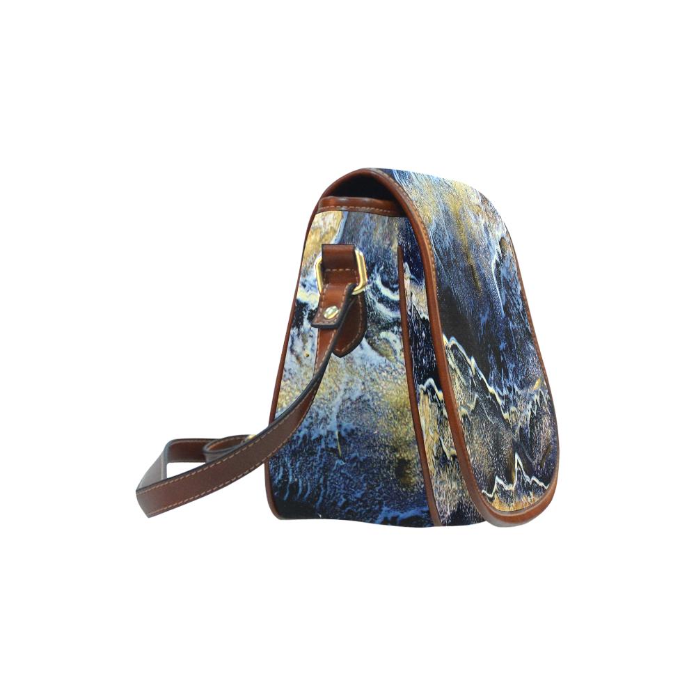 Space Universe Marbling Saddle Bag/Small (Model 1649) Full Customization