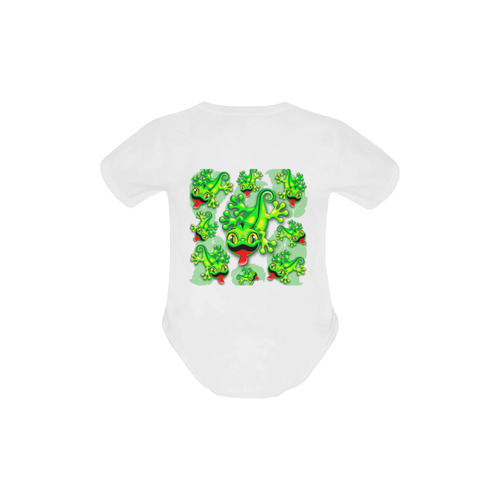 Gecko Lizard Baby Cartoon Baby Powder Organic Short Sleeve One Piece (Model T28)