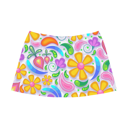 Funny Colorful Flowers Mnemosyne Women's Crepe Skirt (Model D16)