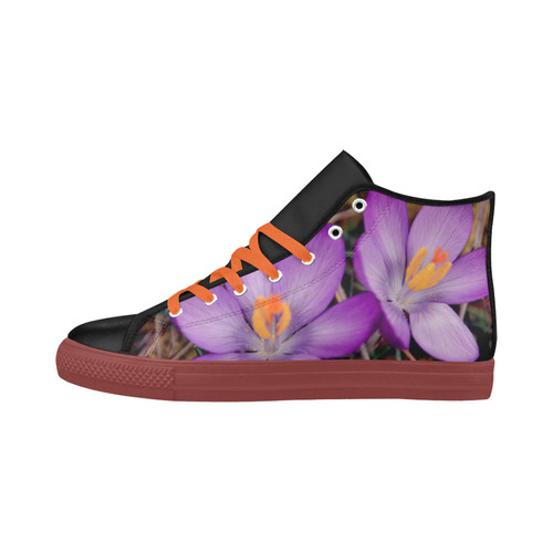 Flower Aquila High Top Microfiber Leather Women's Shoes (Model 032)