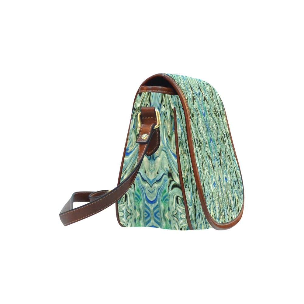 Beautiful Marbling Art Folklore Saddle Bag/Small (Model 1649) Full Customization