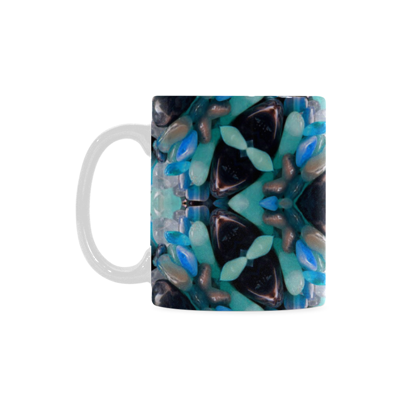 Turquoise Jewel Fractual White Mug(11OZ)