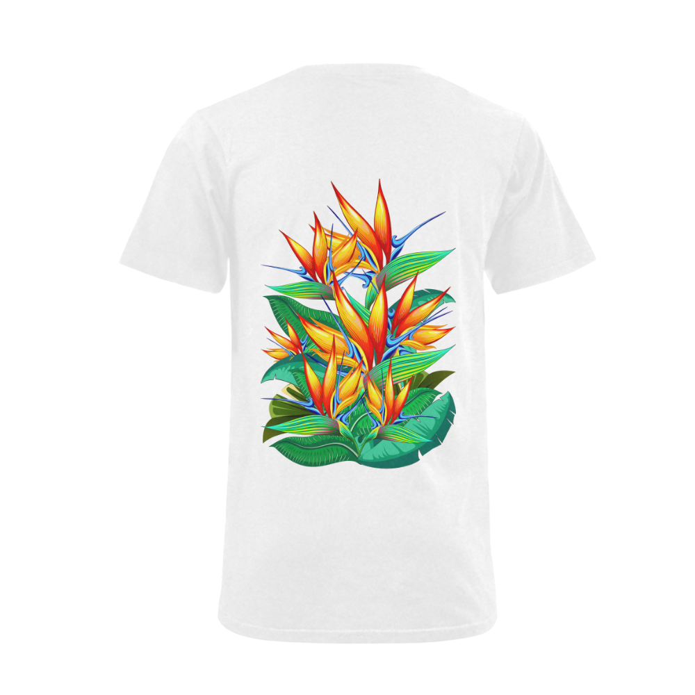 Bird of Paradise Flower Exotic Nature Men's V-Neck T-shirt  Big Size(USA Size) (Model T10)
