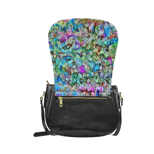 Colorful Flower Marbling Classic Saddle Bag/Small (Model 1648)