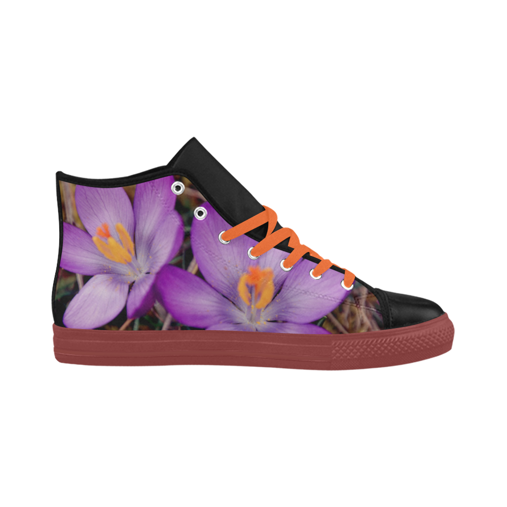 Flower Aquila High Top Microfiber Leather Women's Shoes (Model 032)