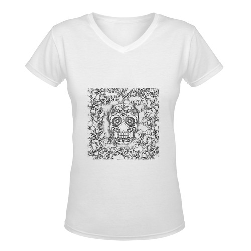 skull 1116 Women's Deep V-neck T-shirt (Model T19)