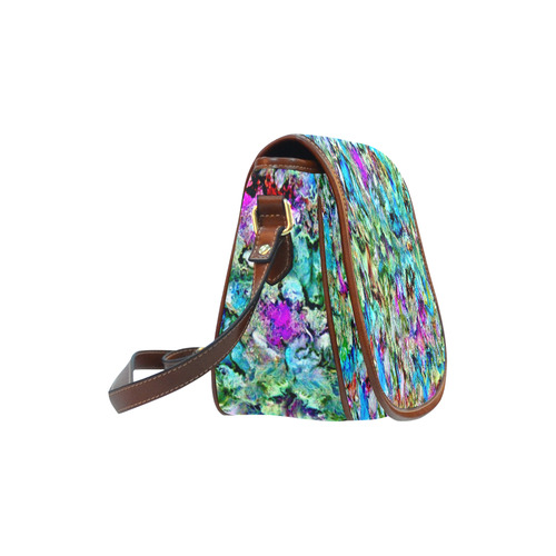 Colorful Flower Marbling Saddle Bag/Small (Model 1649) Full Customization