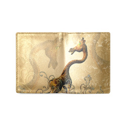 Little frightened giraffe Men's Leather Wallet (Model 1612)