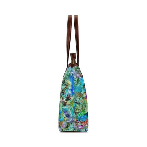 Colorful Flower Marbling Shoulder Tote Bag (Model 1646)