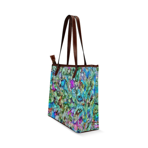 Colorful Flower Marbling Shoulder Tote Bag (Model 1646)