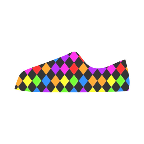 Diamond Checks Rainbow Aquila Microfiber Leather Women's Shoes/Large Size (Model 031)