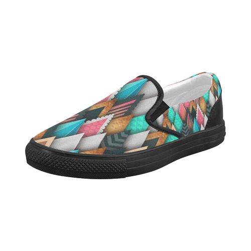 Crazy Abstract Design Women's Slip-on Canvas Shoes (Model 019)