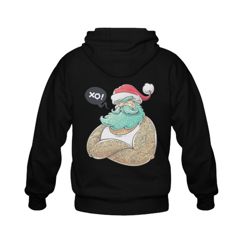 Hipster Santa Claus, Christmas Gildan Full Zip Hooded Sweatshirt (Model H02)