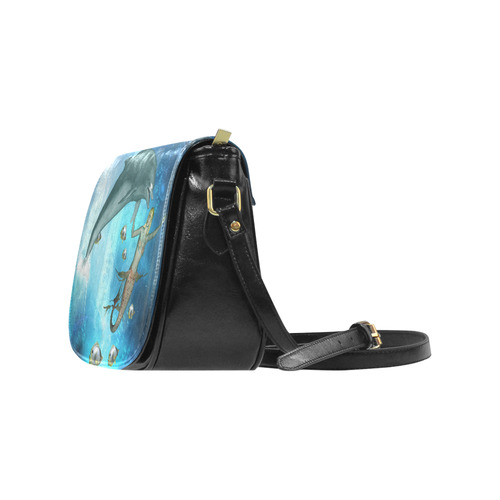 Underwater, dolphin with mermaid Classic Saddle Bag/Large (Model 1648)