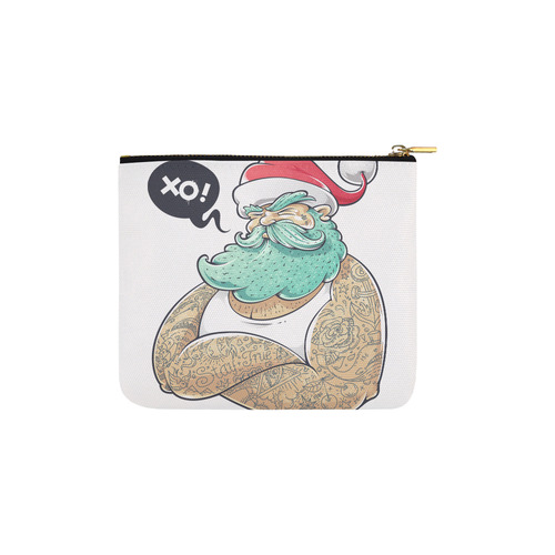 Hipster Santa Claus, Christmas Carry-All Pouch 6''x5''