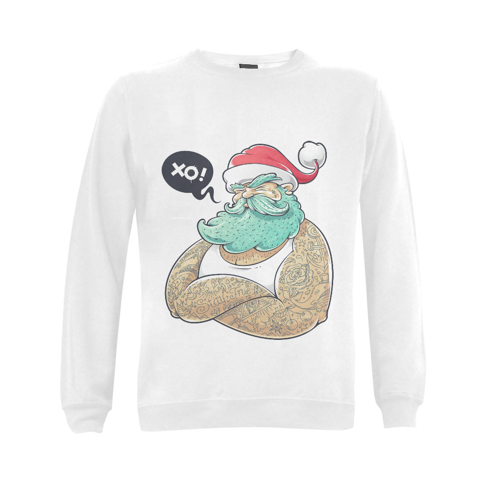Hipster Santa Claus, Christmas Gildan Crewneck Sweatshirt(NEW) (Model H01)