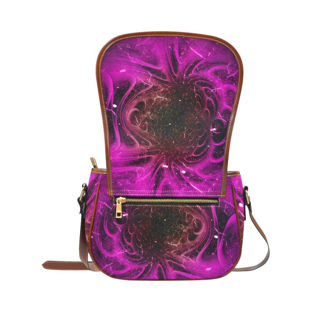 Abstract design in purple colors Saddle Bag/Large (Model 1649)