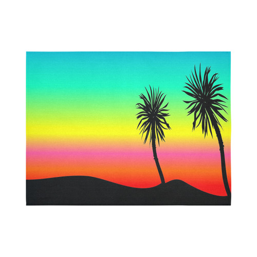 Rainbow Palm Trees Cotton Linen Wall Tapestry 80"x 60"