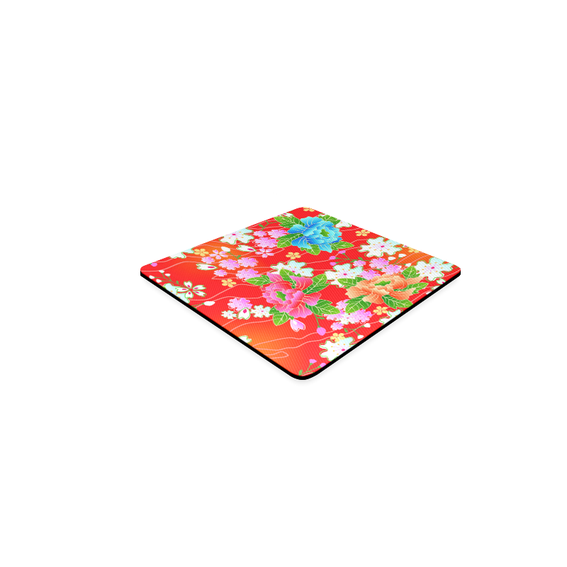 Beautiful Floral Japanese Kimono Pattern Square Coaster