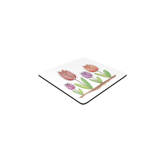 Beautiful Modern Tulip Field Floral Square Coaster