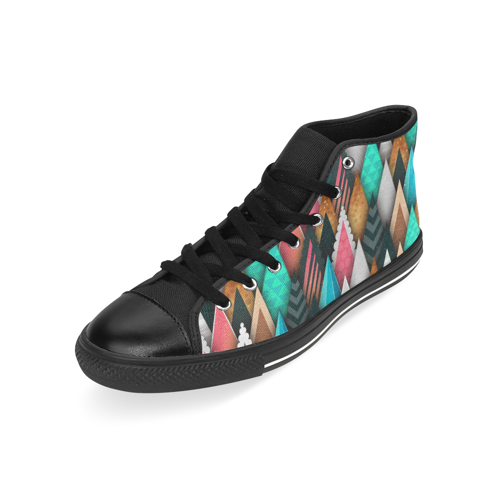 Crazy Abstract Design High Top Canvas Women's Shoes/Large Size (Model 017)