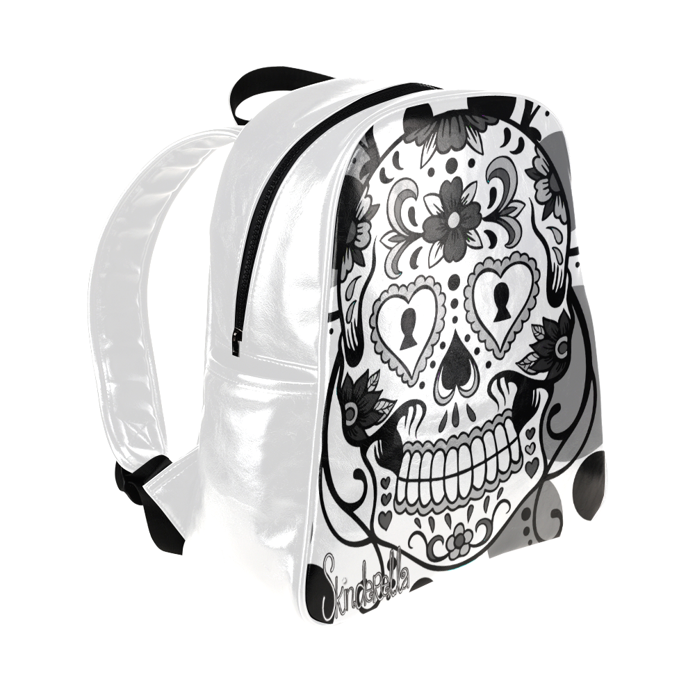 "Sugar Skull" by Skinderella Multi-Pockets Backpack (Model 1636)