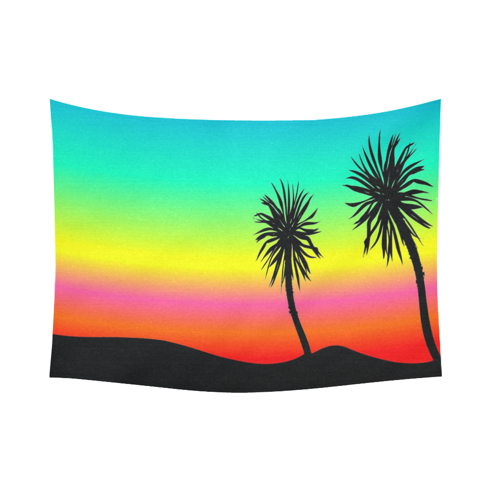 Rainbow Palm Trees Cotton Linen Wall Tapestry 80"x 60"