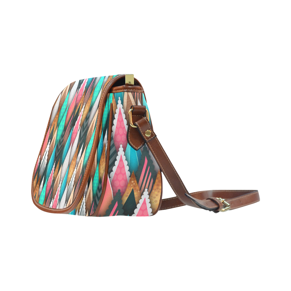 Crazy Abstract Design Saddle Bag/Small (Model 1649) Full Customization