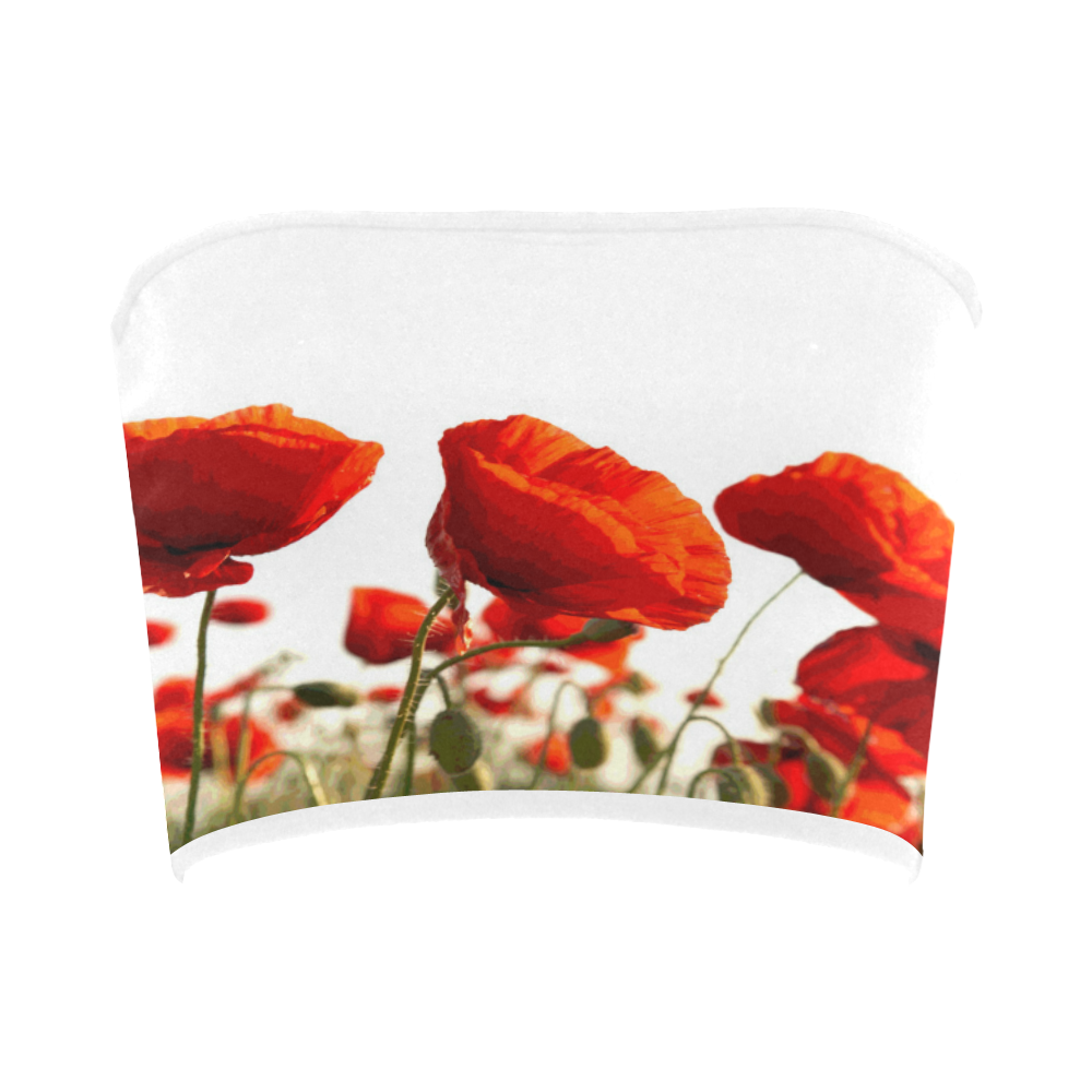 Red Poppies Bandeau Top