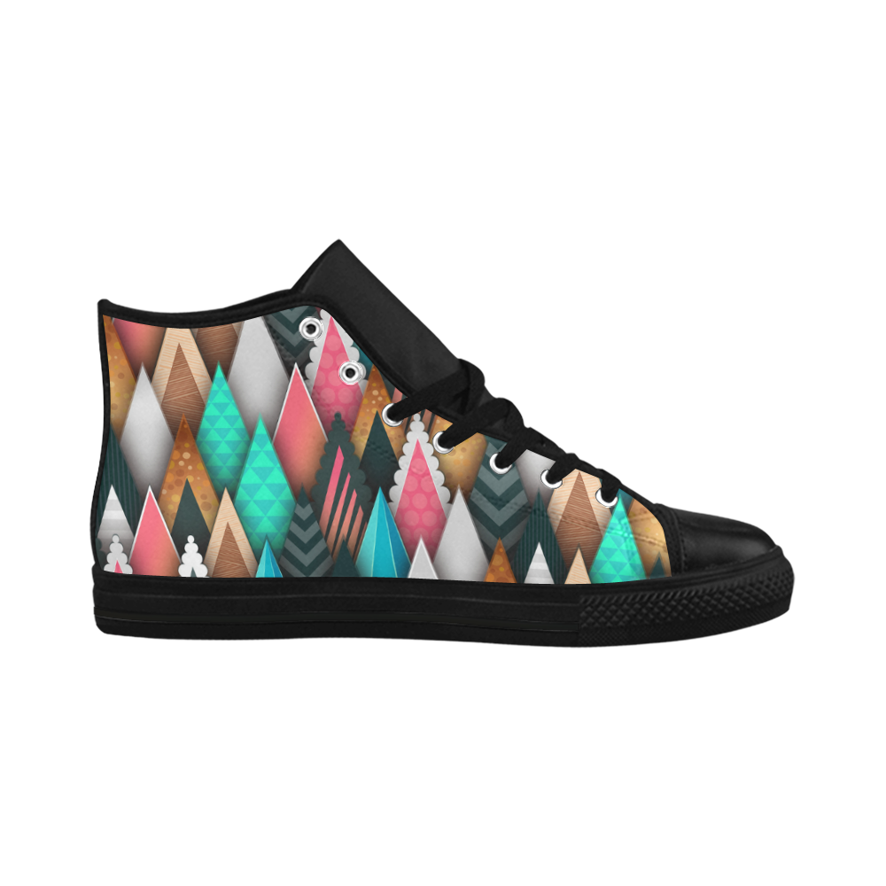 Crazy Abstract Design Aquila High Top Microfiber Leather Women's Shoes (Model 032)