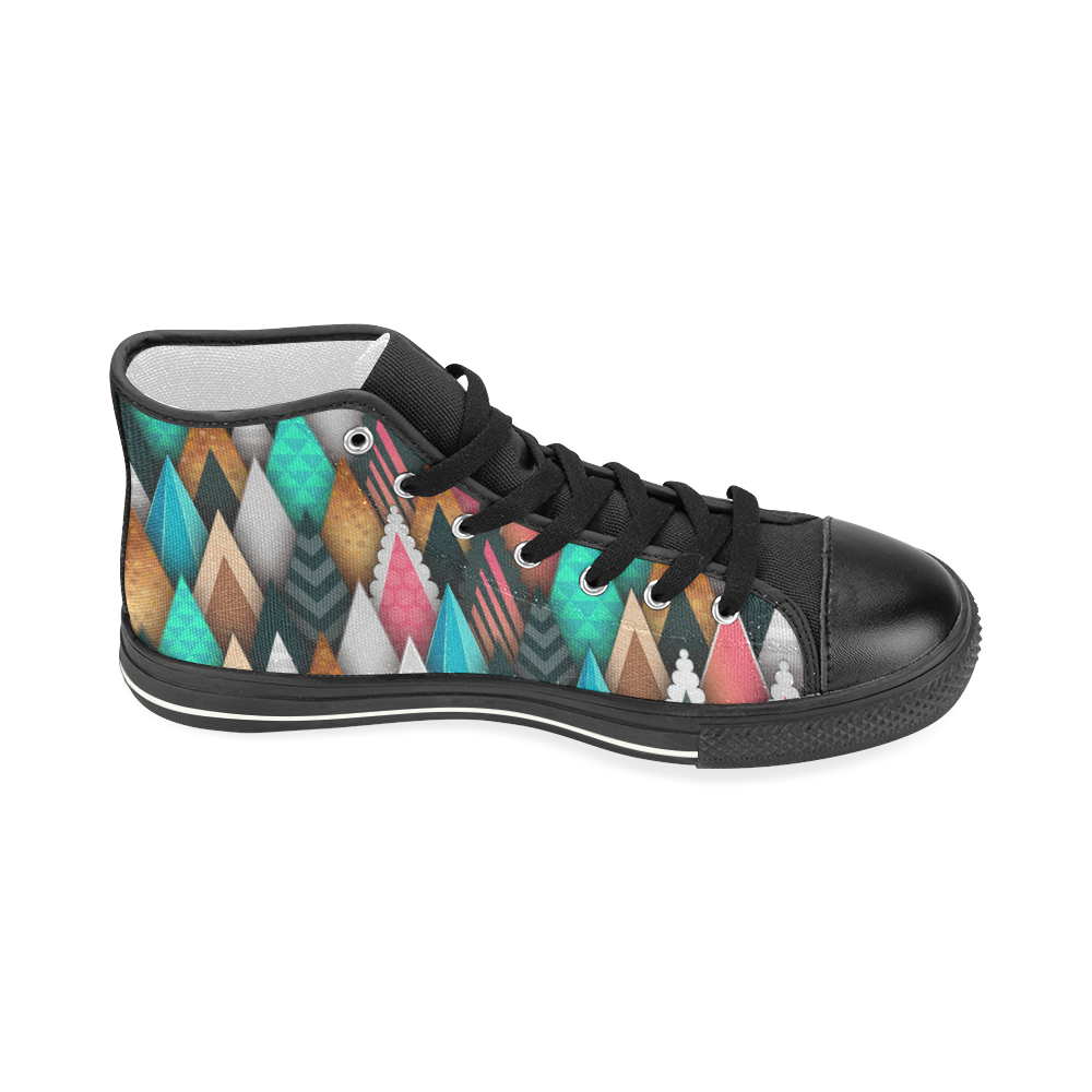 Crazy Abstract Design Women's Classic High Top Canvas Shoes (Model 017)