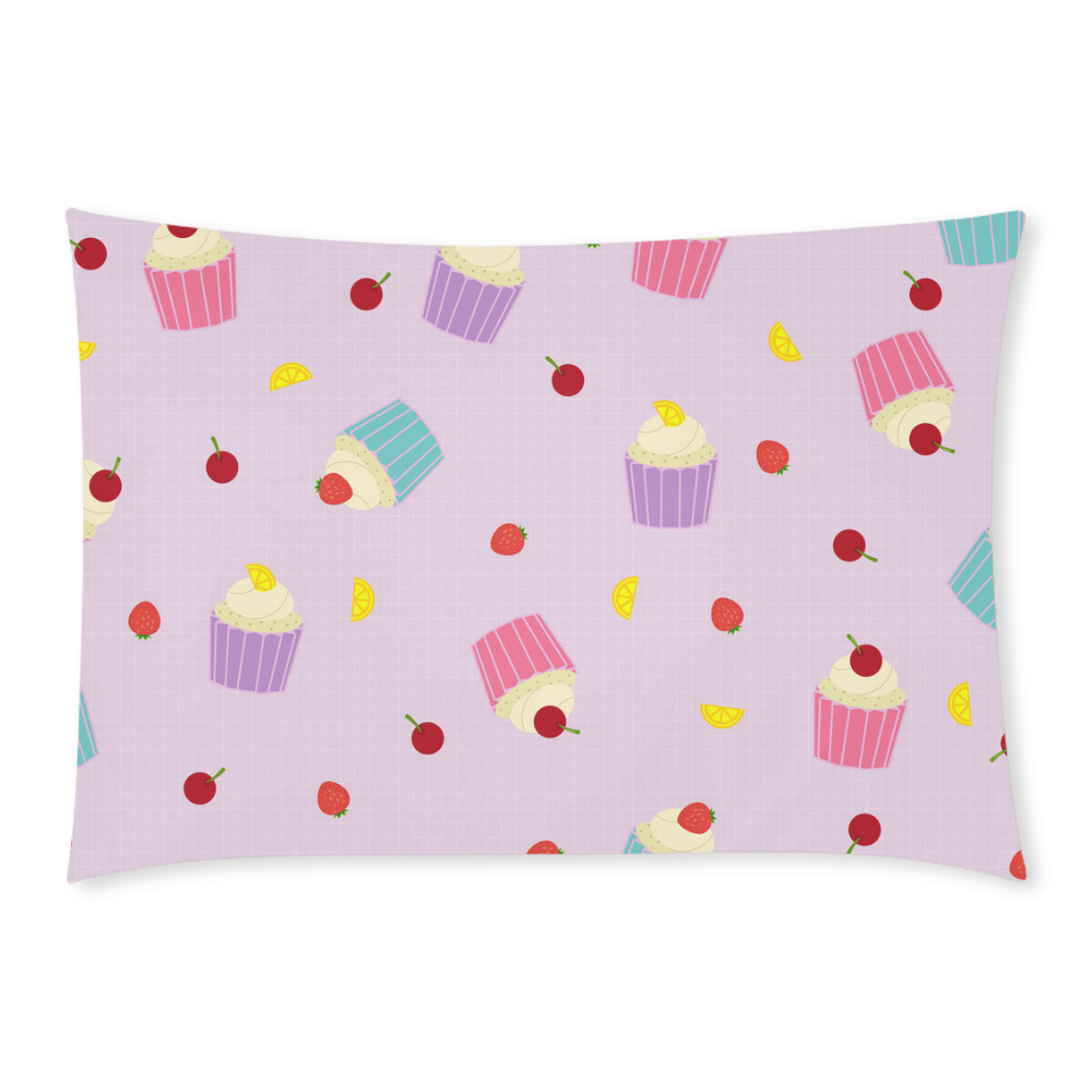 Fruity Cupcakes Custom Rectangle Pillow Case 20x30 (One Side)