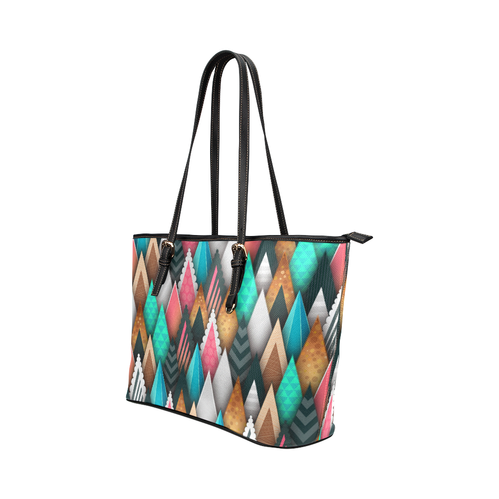 Crazy Abstract Design Leather Tote Bag/Large (Model 1651)