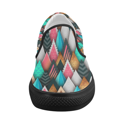 Crazy Abstract Design Women's Slip-on Canvas Shoes (Model 019)