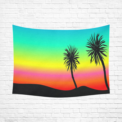 Rainbow Palm Trees Cotton Linen Wall Tapestry 80"x 60"