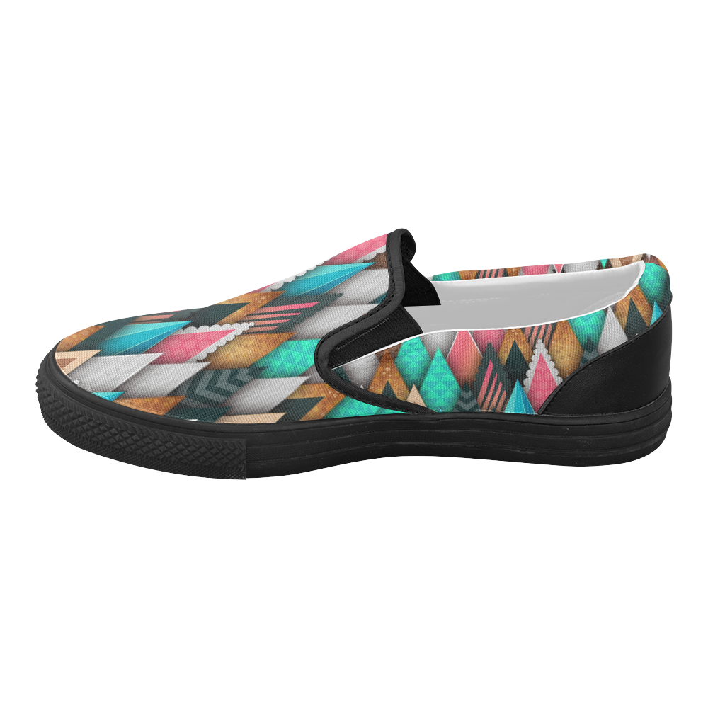 Crazy Abstract Design Women's Slip-on Canvas Shoes (Model 019)