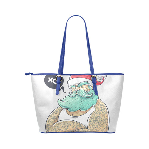 Hipster Santa Claus, Christmas Leather Tote Bag/Small (Model 1651)
